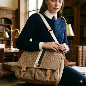 Coach Vintage Old Money Academia Preppy Office Signature Messenger Laptop Bag